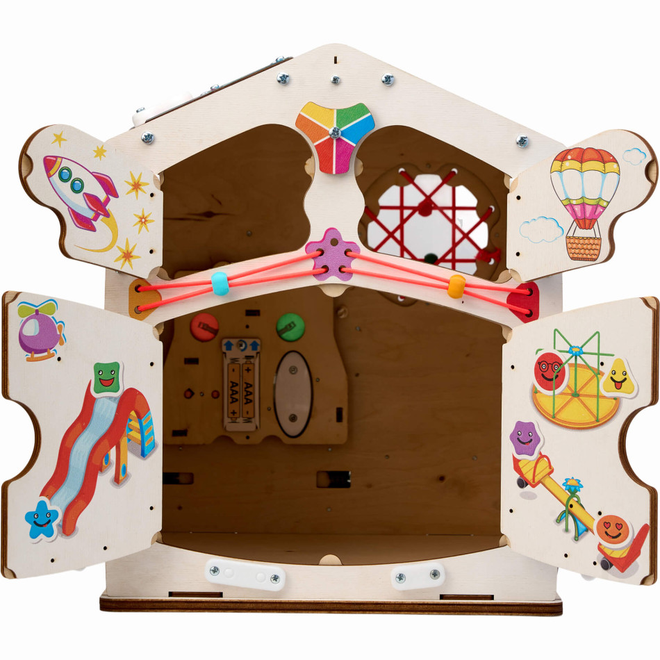 Бизиборд домик Карусель 30х35 см со светом